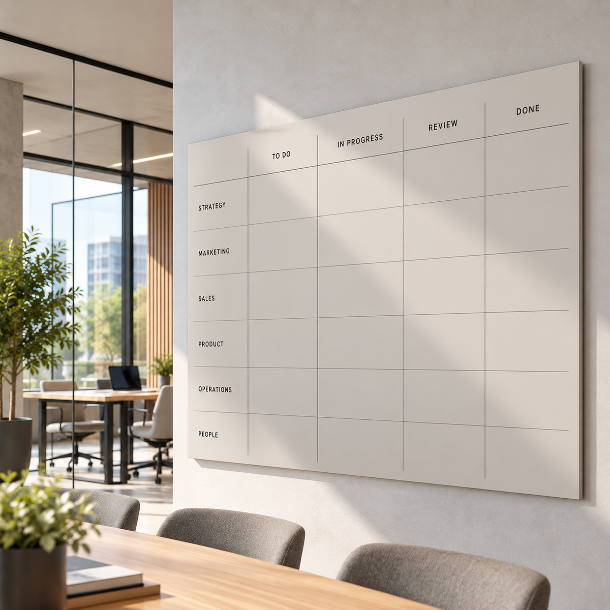 Planning board in a professional workspace