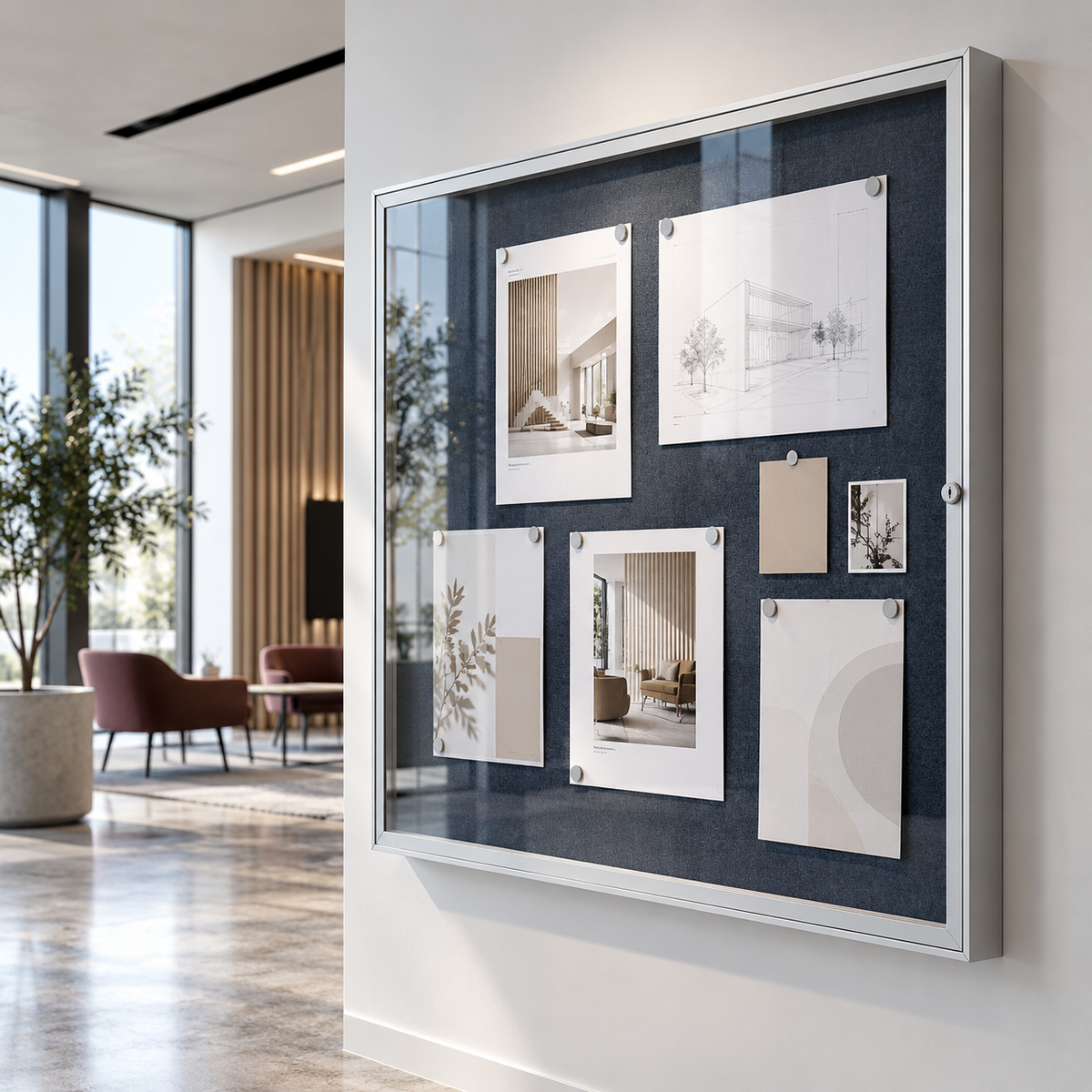Notice and display board in a professional interior