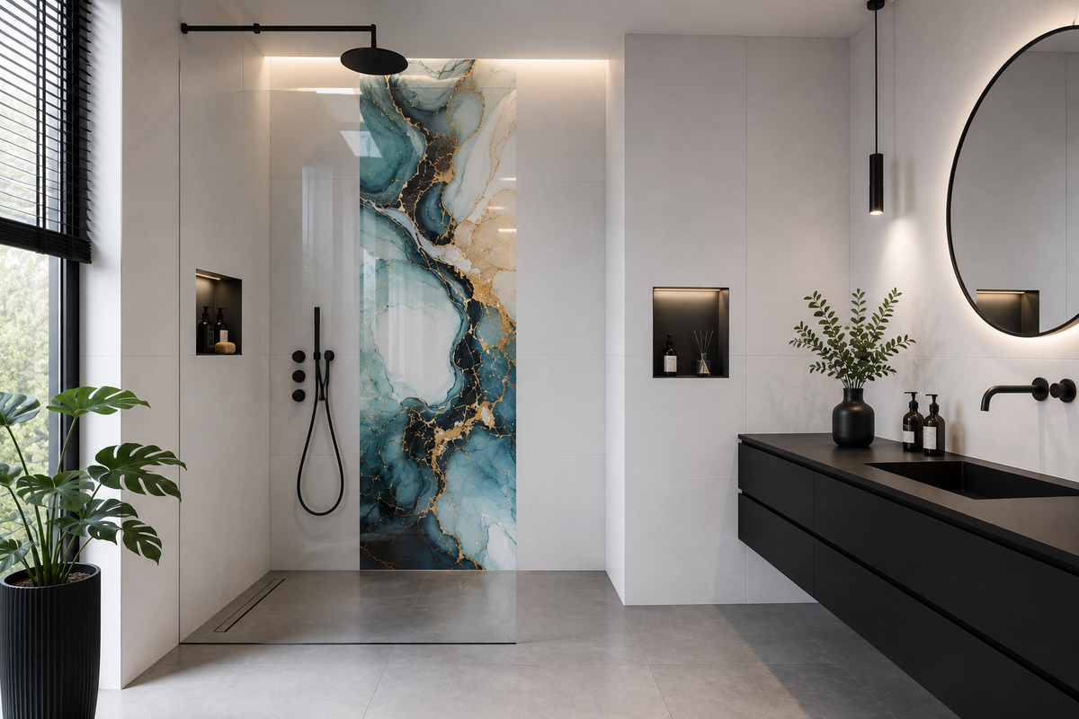 Custom bathroom glass solution