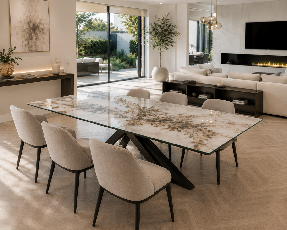 Custom glass furniture and tabletop